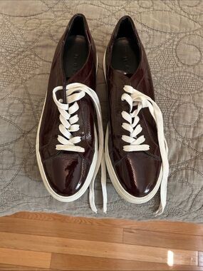 Women’s M Gemi Palestra Due Burgundy Patent Leather Sneakers with White Laces